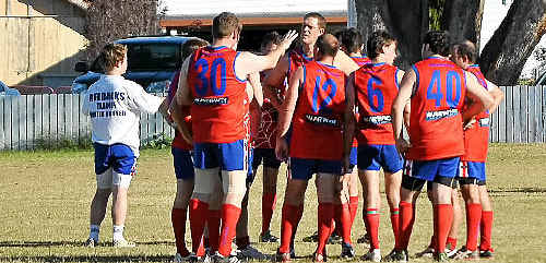 The Redbacks in a game break at Slade Park. The Redbacks in a game break at Slade Park.